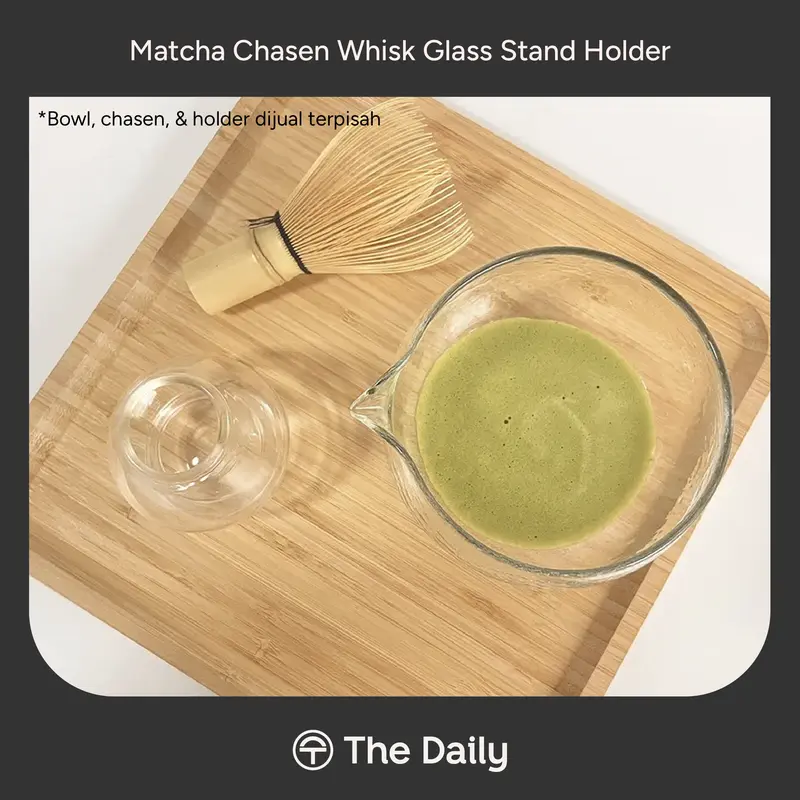 Zen Matcha Glass Bowl Chawan with Spout Chasen Holder -  Mangkuk Dudukan Pengaduk Matcha Bahan Kaca 1