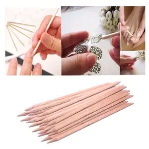 100pcs Stick kayu nail art pendorong kutikula wooden stick cuticle pusher nail art  tool alat kutikula manicure Pedicure Kuku
