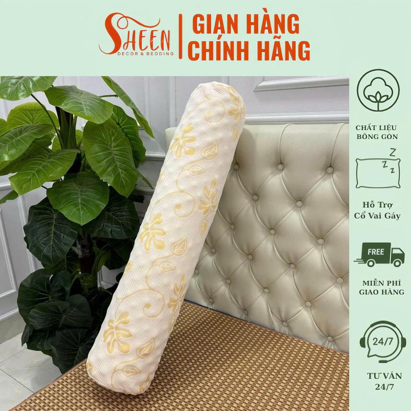 Gối ôm Cao su non 35x100cm không xẹp lún,không mùi nhập khẩu cao cấp