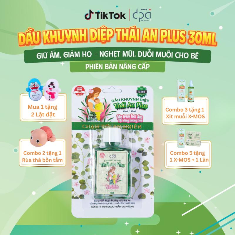 Dầu Khuynh Diệp Thái An Plus (Vỉ 30ml) Giữ ấm tốt, tạo mùi thơm tự nhiên cho trẻ sơ sinh và trẻ nhỏ + Quà tặng Cho Bé