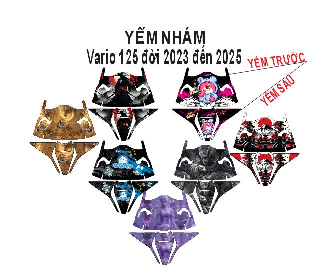 Tem Yếm Nhựa nhám Vario 125 2023 đến 2025 - Tem dán che vết trầy - decal - Nhãn dán bảo vệ và làm đẹp xe chống phai màu dễ dàng sử dụng