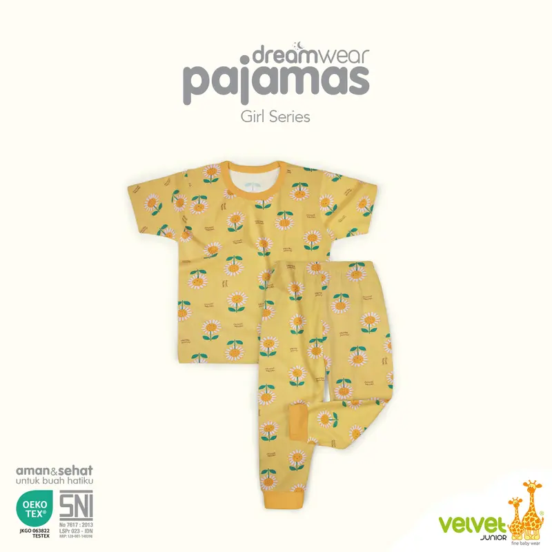 Velvet Junior Piyama Pendek Panjang Anak Perempuan DreamWear Girl - 3 STEL - Busy Bees, Sweet Daisies, Honeydwe 6