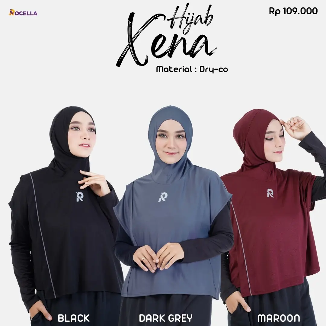 ROCELLA HIJAB OLAHRAGA WANITA, HIJAB OLAHRAGA REMAJA, HIJAB OLAHRAGA DEWASA, HIJAB SENAM, HIJAB