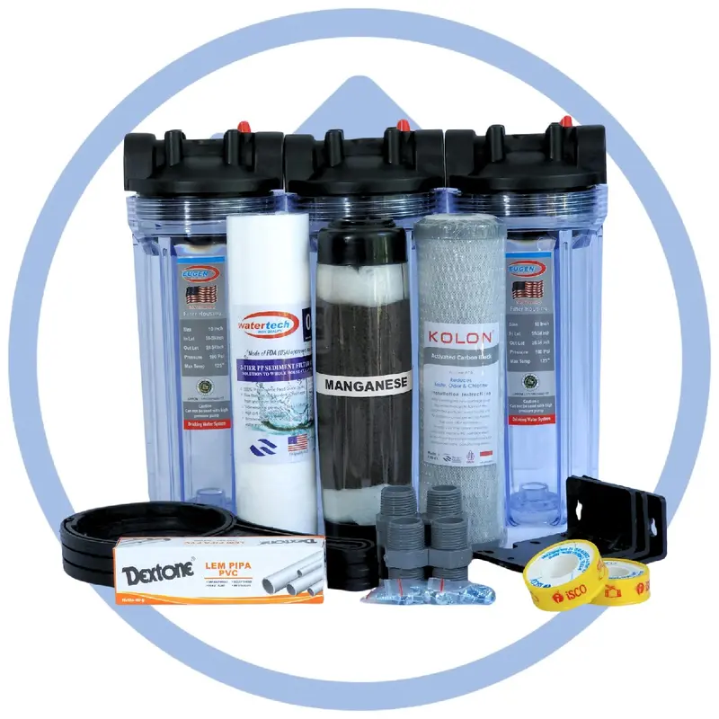 Paket Filter Air Bau Besi dan Karat 3 Tahap (EUGEN CLEAR) / Paket Filter Air 10 Inch (S-M-C) 0