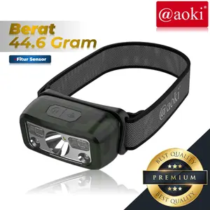 SENTER KEPALA AOKI AK-3503G MODE SENSOR - CAHAYA TERANG - 7 MODE CAHAYA - CHARGER USB TYPE C