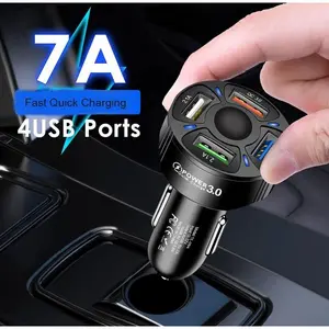 Car Charger 4 PORT fast charging mobil usb 4in1 slot qc 3.0 adaptor kepala cas hp handphone quick lighter mobil