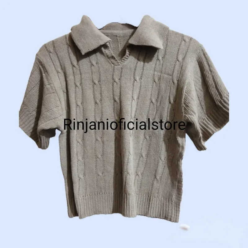 Clara baju rajut style korean best product Bunga Fit Garis Lembut Wanita Knitwear Nyaman Lengan Pendek 6