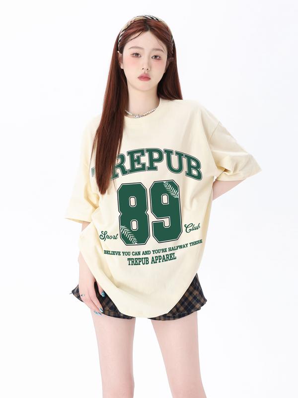 HUE WEEK. T-shirt Oversize American Retro High Street Style baju kaos 30s korea | Kaos baju Wanita pria/249 3