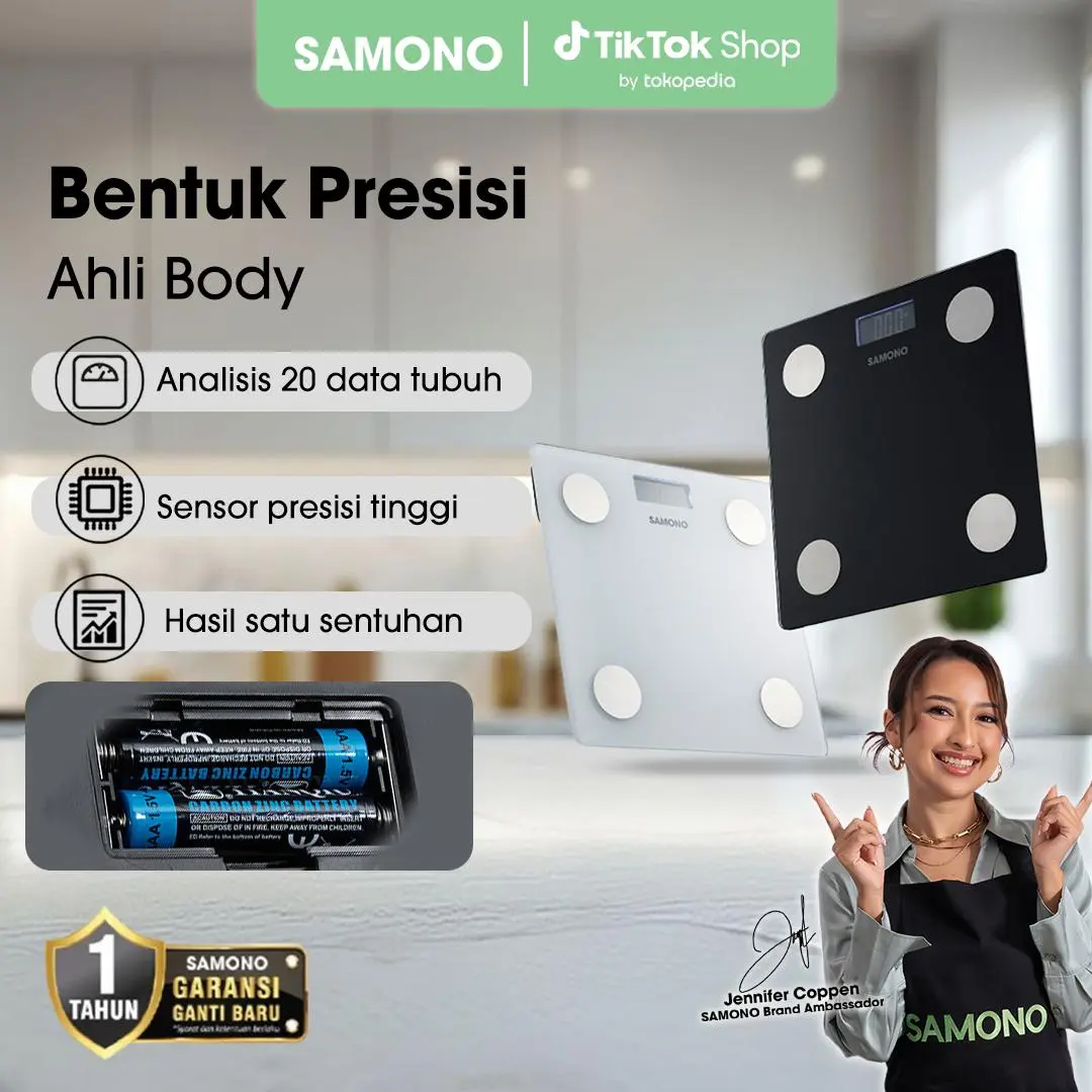 (BISA COD) SAMONO Timbangan Digital Smart Body Scale SW-BS04 Analisa 20 Data Tubuh - LED & App Support Aplikasi
