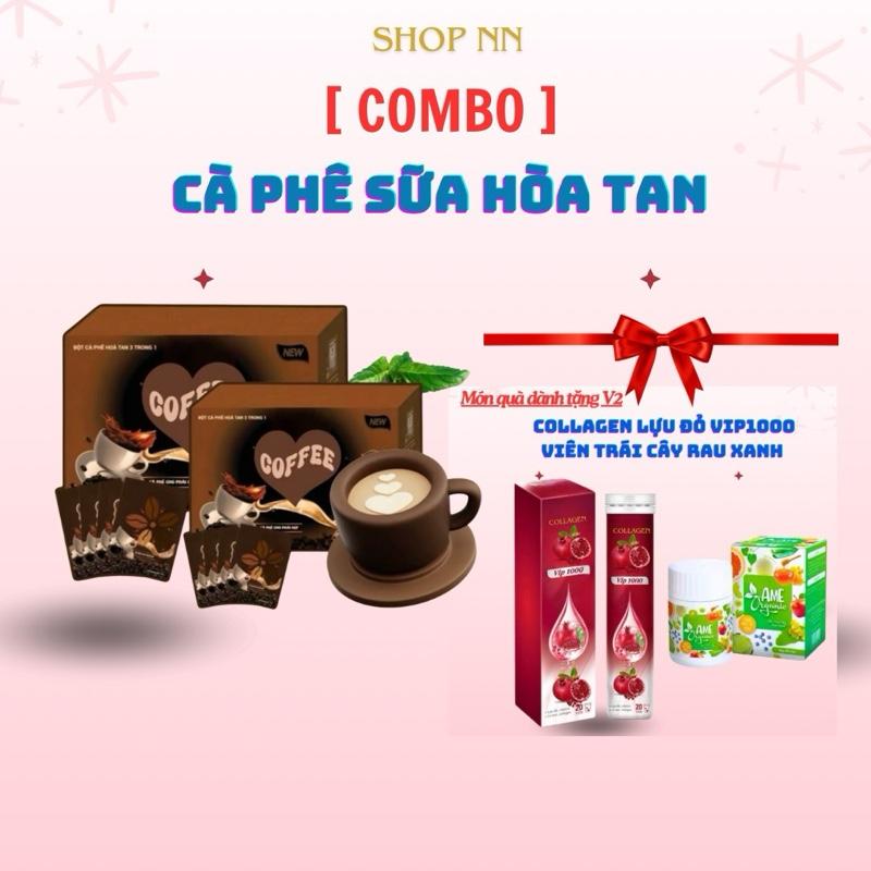 [ COMBO ] CÀ PHÊ SỮA 3 TRONG 1 - HỘP GIẤY 70g. TẶNG KÈM VIÊN TRÁI CÂY VÀ NƯỚC UỐNG COLLAGEN LỰU
