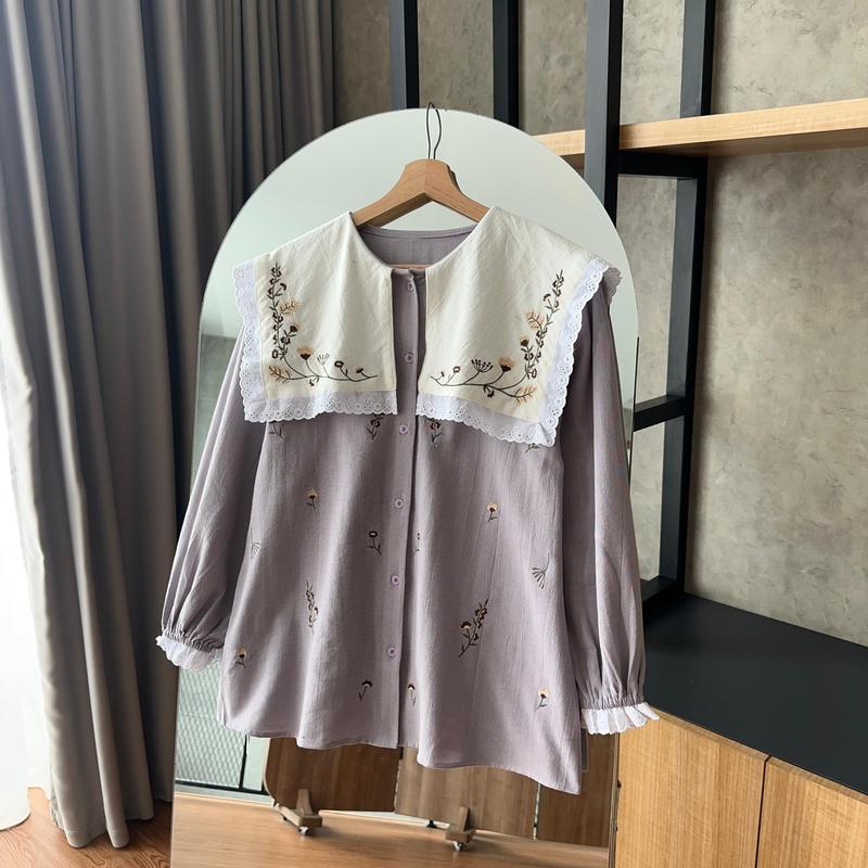By.HANA 512 | Kemeja Polos Collar Bordir 1