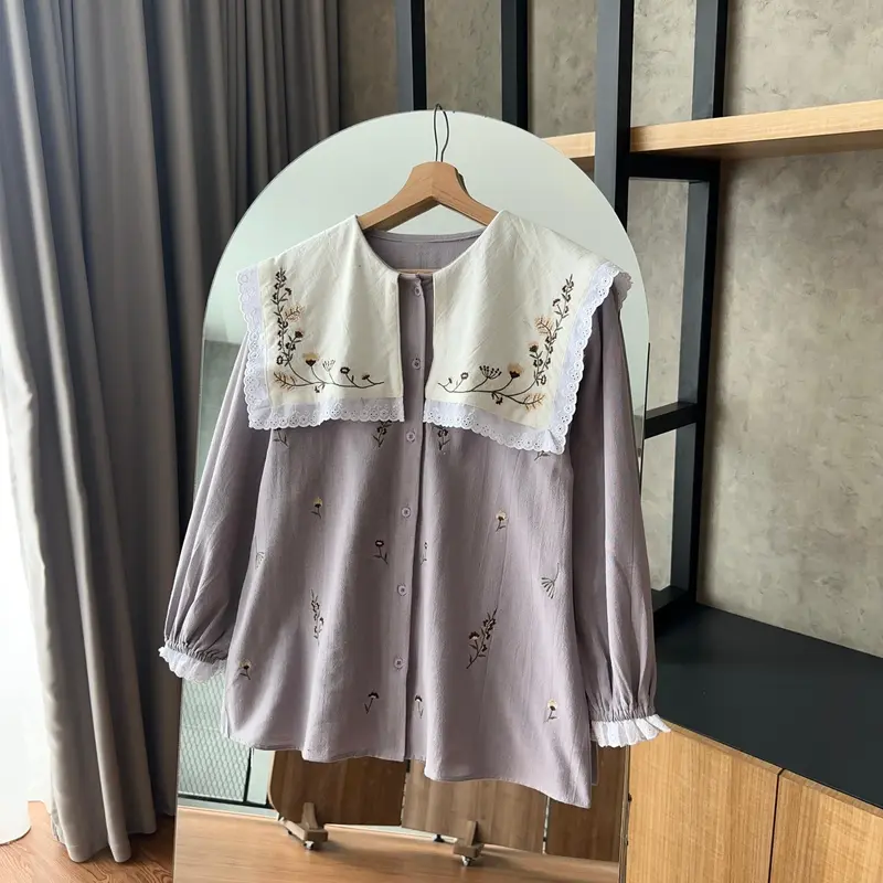 By.HANA 512 | Kemeja Polos Collar Bordir 1