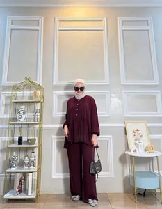 Oneset Shelly Rayon Twill Adem Tebal Set Wanita Polos Busui Kancing