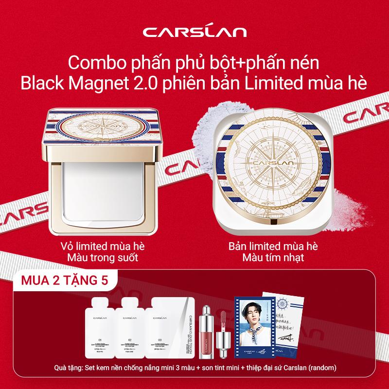【Limited-COMBO Phấn phủ & Phấn nén Black Magnet bản giới hạn mùa hè mới,Kiềm dầu không khô da Bám nền tự nhiên cả ngày 8g+【Free gitts Kem nền dạng lỏng chống nắng 3g*2+son bóng 1g*2+thiệp đại sứ Carslan (random)*1