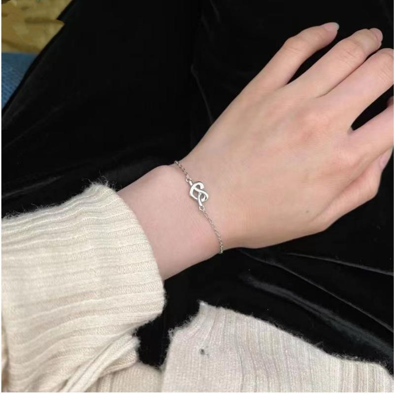 Vòng Tay Bạc Cặp Đôi, Chất Lượng Cao Cấp S925, Thiết Kế Hình Trái Tim, Đơn Giản Và Thời Trang 3