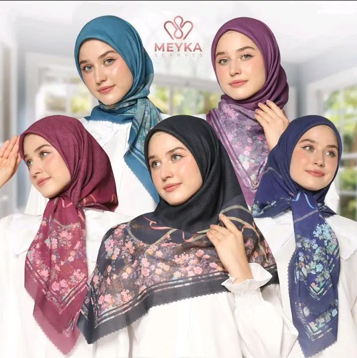 (Meyka Scarves) Satuan Hijab Segiempat Motif Voal Digital printing Ukuran Standar Meyka Scarves Florenza Scarves