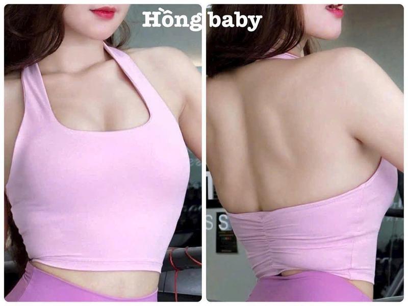 Áo Croptop Cổ Yếm Nhún Lưng Thể Thao Nữ Tập Gym Yoga Aerobic Pilates