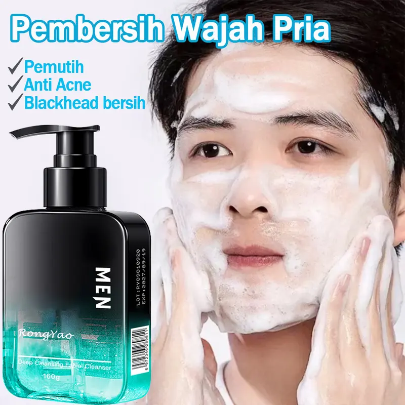 Pembersih Wajah Pria 160ML Pemutih Wajah Anti Acne Face Wash Komedo Kontrol Minyak Melembabkan Ringan Dan Tidak Mengiritasi Pori-pori Bersih Dalam Perawatan Berjerawat 0