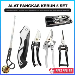 5 Pcs Alat Pemangkas Kebun Isi 1 Set Gunting dan Gergaji Dahan Ranting Batang Garden Set Alat Pangkas