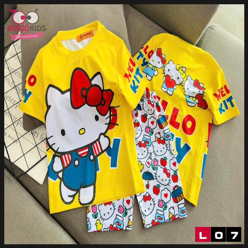  Đồ bộ bé gái chất thun lạnh 3D quần lửng họa tiết xinh xăn cho bé từ 10 đến 43kg 