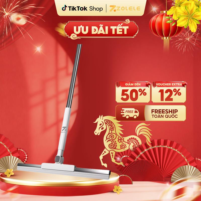 Cây Gạt Nước Sàn Nhà Tắm Thanh Gạt 50cm Đầu Xoay 180 Độ Zolele C2