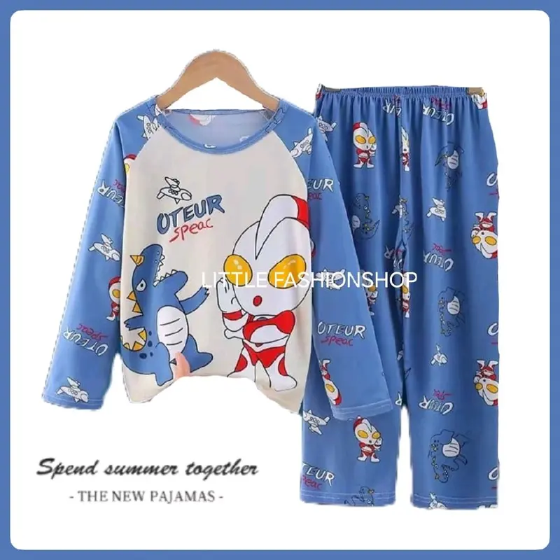 (4-13T) Baju tidur anak cowok lengan panjang celana panjang piyama anak cowok 8