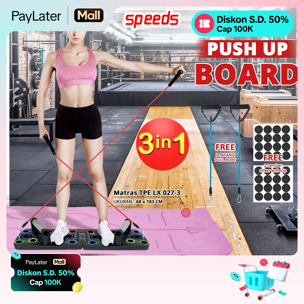 SPEEDS Push Up Stand Bar Alat Bantu Push Up Bar Olahraga Handles 3in1 Outdoor 069-6