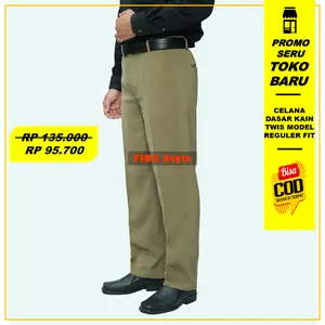 Celana Bahan Formal Pria Standar Reguler Kain Katun Twist FIDZ Style F4