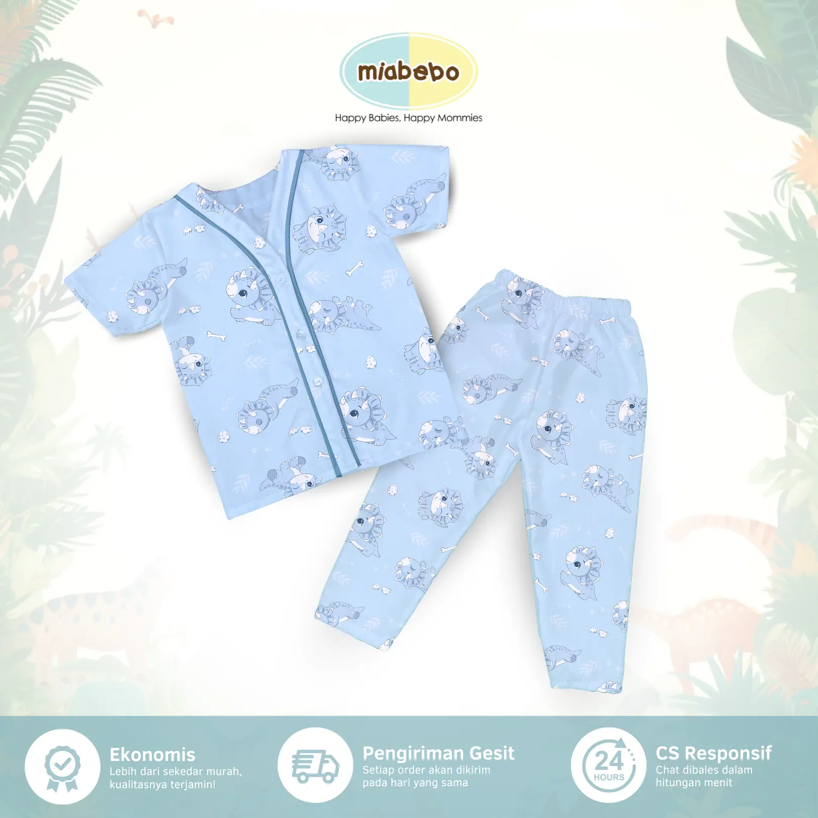 Miabebo Piyama Model Outline Bayi-Balita Lengan Pendek Set