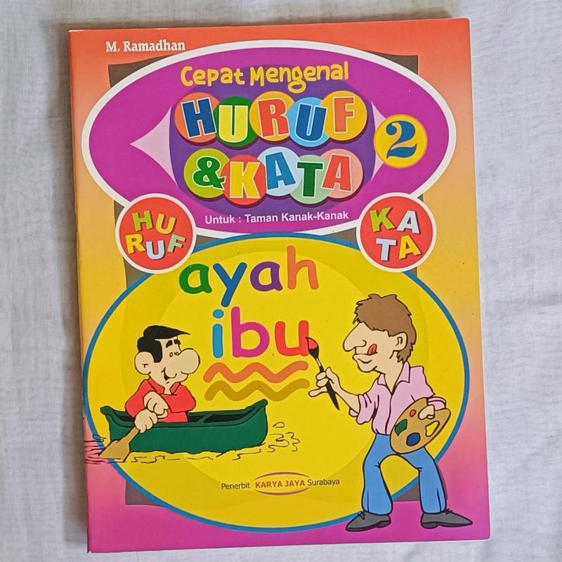 Paket (2) Buku huruf & kata Jilid 1 & 2 untuk taman kanak-kanak 1