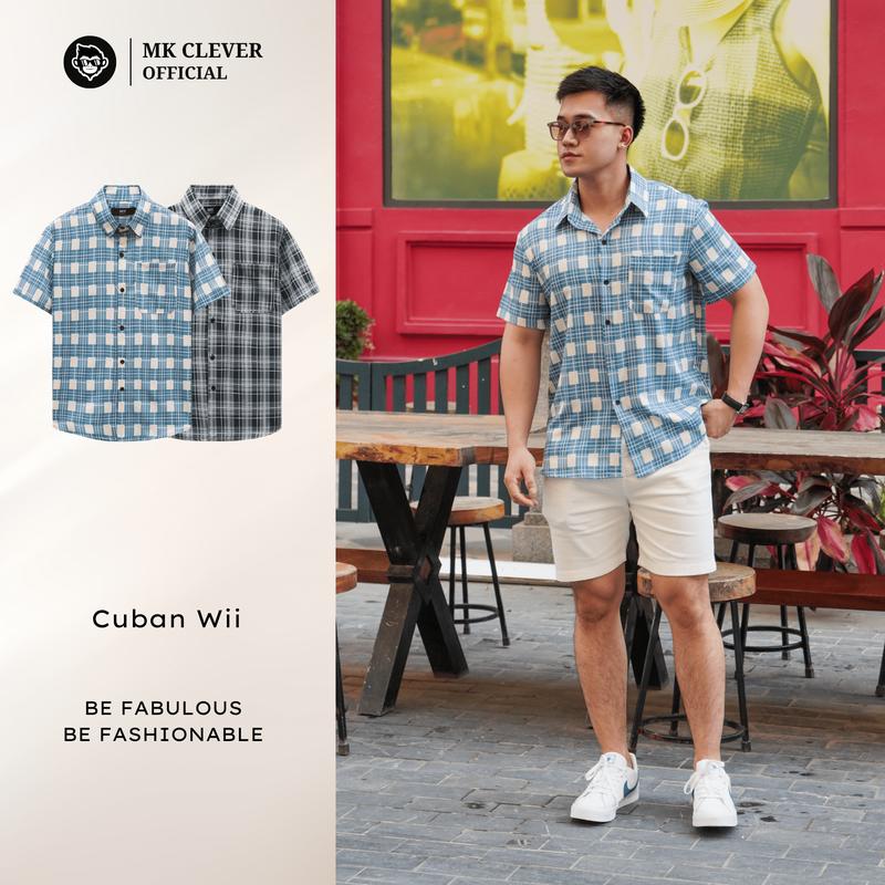 Áo Sơ Mi Wii MK CLEVER, Áo Sơ Mi Thiết Kế Cổ Đức, Họa Tiết Sắc Màu, Chất Liệu Vải Lụa Mịn Siêu Đẹp, Form Dáng Trẻ Trung Nam Menswear