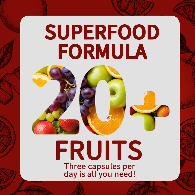 VTEAY Fruits Capsule 1 Kapsul Mengandung Lebih dari 20 Jenis Komponen Buah Formula Vegan Cocok untuk Semua Usia Nutrisi Inti dan Manfaat Kesehatan 90 Capsule