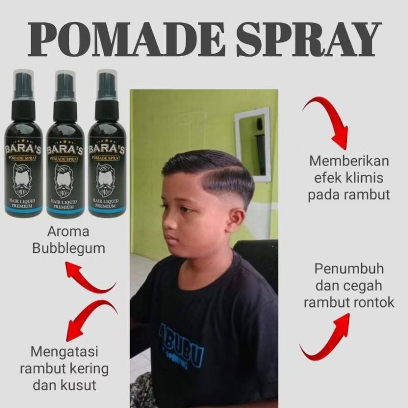 Bara's Pomade Spray | Aroma Bubble gum |Semprot Cair Hair Liquid | Minyak Rambut |Ketombe | penumbuh rambut |styling rambut Sisir Perawatan Rontok Kering Haircare Treatment
