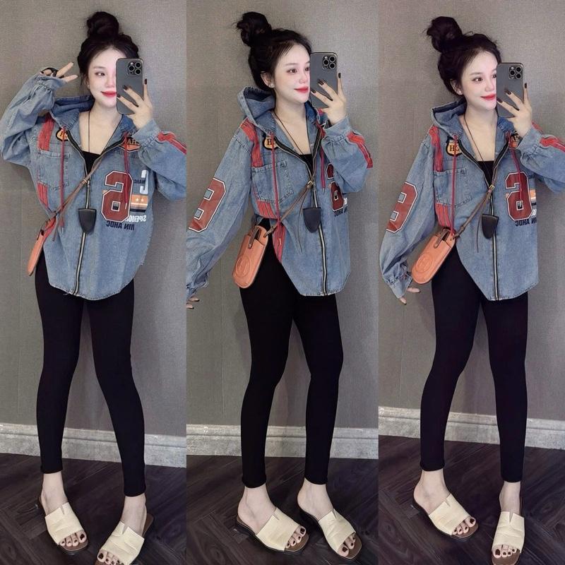 ÁO KHOÁC JEAN TAY DÀI FOM RỘNG DÂY KÉO ( số 9 chữ đỏ) nữ QCCC - Tuhaodobo