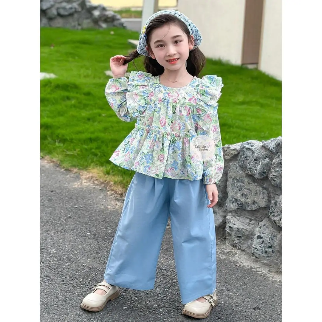 Candytown Baju Setelan Anak Perempuan 1-6 tahun motif bunga Victoria Blossom