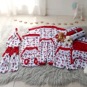baju bayi newborn paket kumplit warna abu/merah bata sb