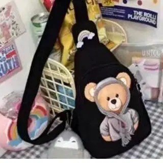 Tas Pinggang Waistbag Selempang SlingbagAnak Wanita Printed Bear Lucu Impor Kanvas 7