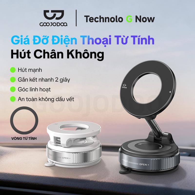 Giá đỡ điện thoại từ tính hút chân không, gắn kết nhanh 2 giây, góc linh hoạt, an toàn không dấu vết