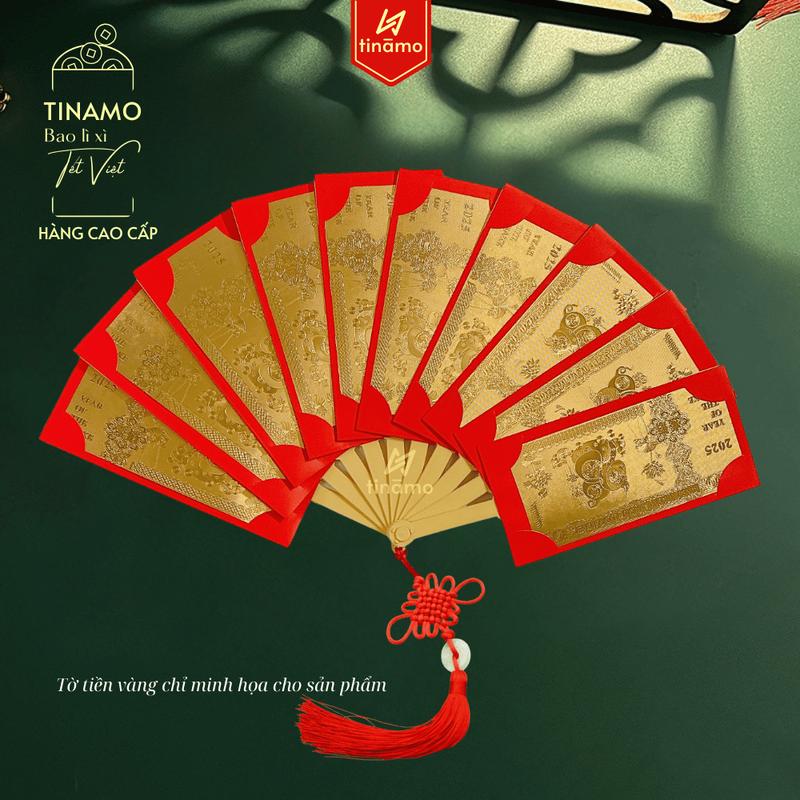  Bao lì xì hình quạt bao lì xì tết 2026 lì xì hình quạt 10 ngăn cao cấp TINAMO 