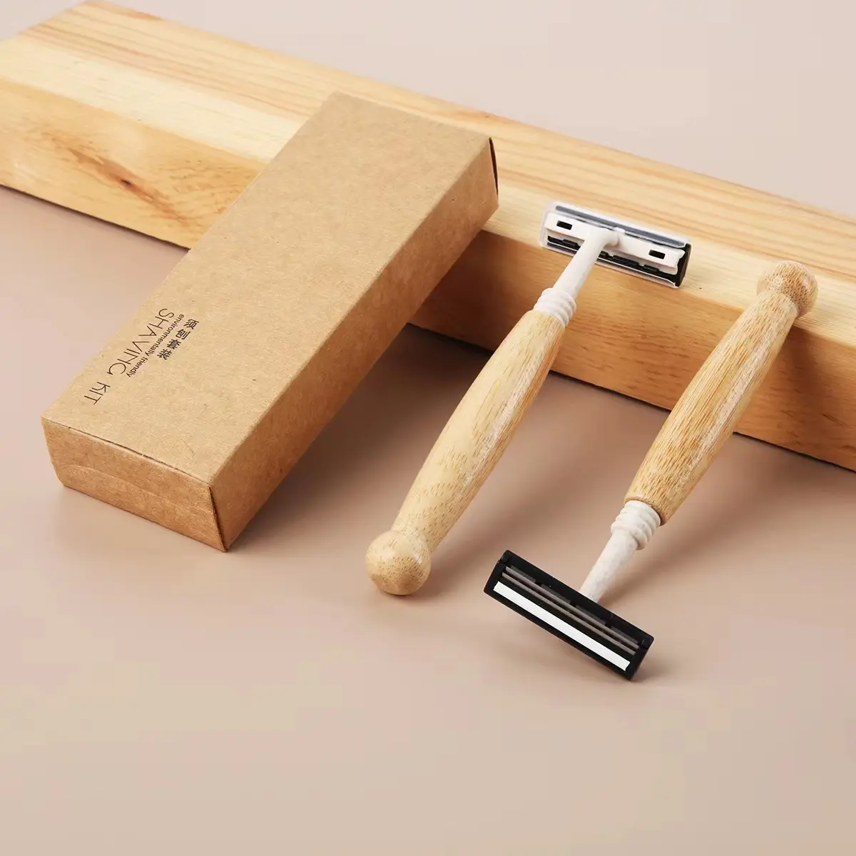 Travel Razor Wet Shaving Safety Blade Razor wooden Handle Barber Men's Manual Beard Hair Care Tool