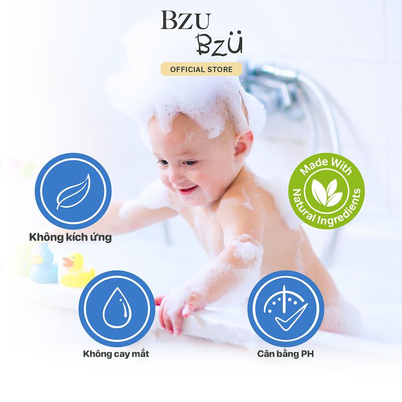 Sữa Tắm Gội Toàn Thân Em Bé BZU BZU Head to Toe Wash Dịu Nhẹ Mềm Mại Cho Da Dung Tích 200ml Cho Bé sữa  tắm 5