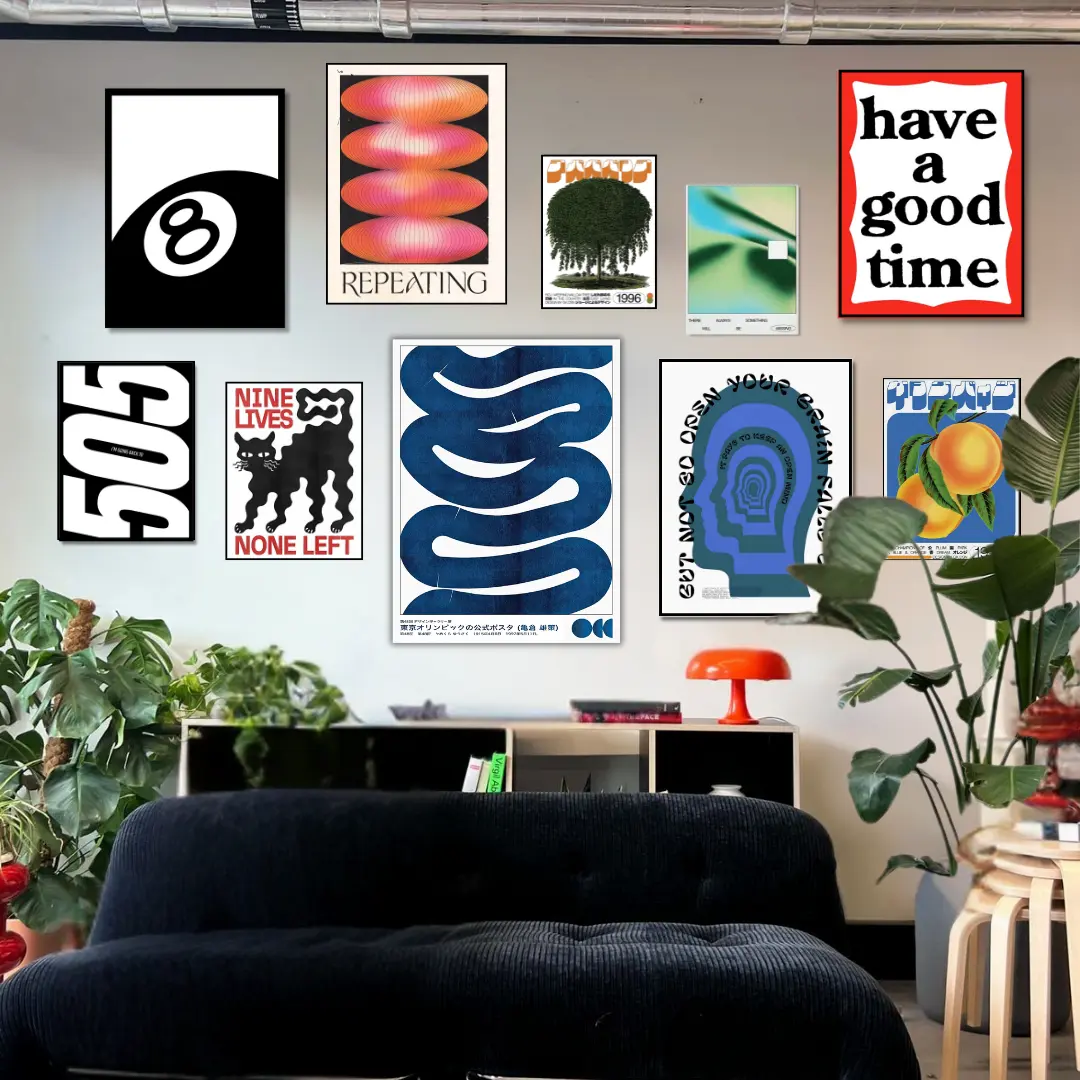 Hiasan Dinding Aesthetic Minimalis Poster Kayu Vintage Modern - Gantungan atau Double Tape