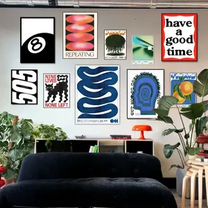 Hiasan Dinding Aesthetic Minimalis Poster Kayu Vintage Modern - Gantungan atau Double Tape