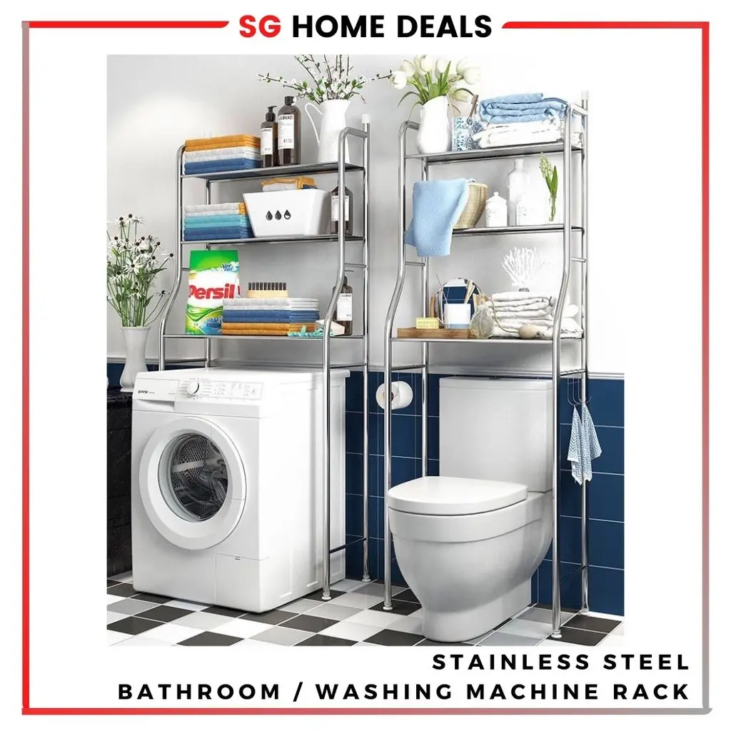 Stainless Steel 3 Tier Toilet Rack Washing Machine Rack Bathroom Rack