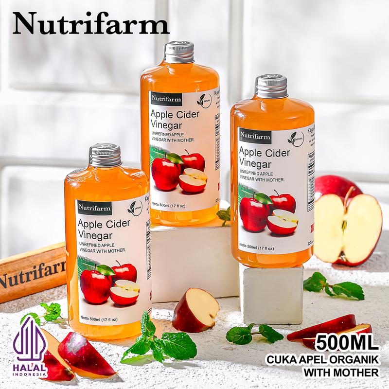 NUTRIFARM CUKA APEL 500ML WITH MOTHER CUKA APEL 500 ML organik 1
