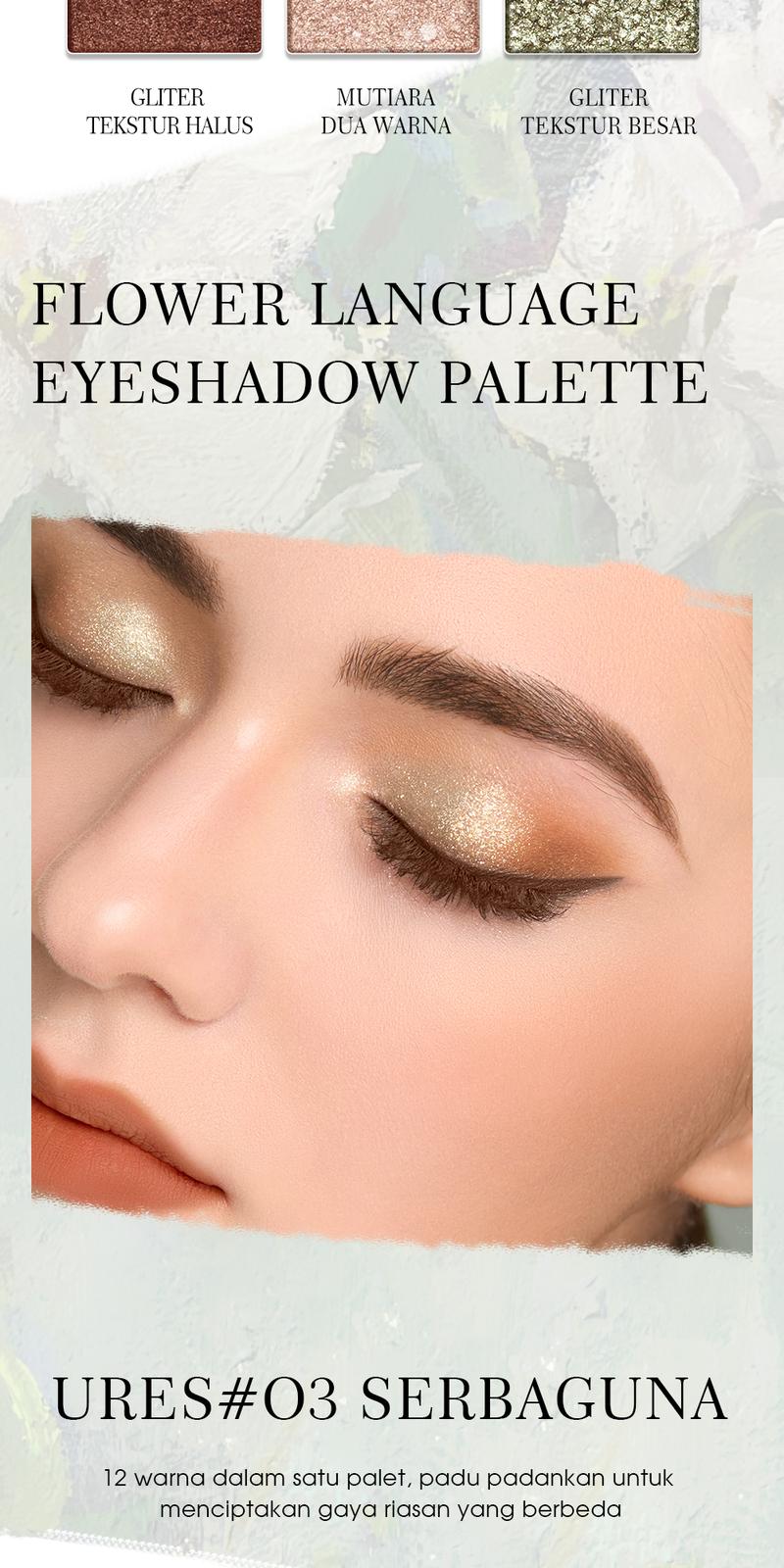 Product Introduction of urracx Eyeshadow Palette Flower Language 12 Colors FacePalette Elegant Kosmetik(13.5g) 38