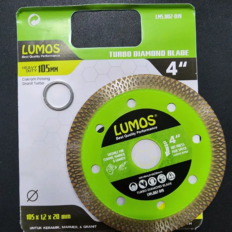 Lumos turbo mata pisau potong granit keramik beton marmer 4" 105 x 1,2 x 20 mm heavy duty 1