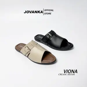 Jovanka Viona - Sandal Flat Wanita Sepatu Mules Kekinian Pijakan Empuk Shoes Sendal