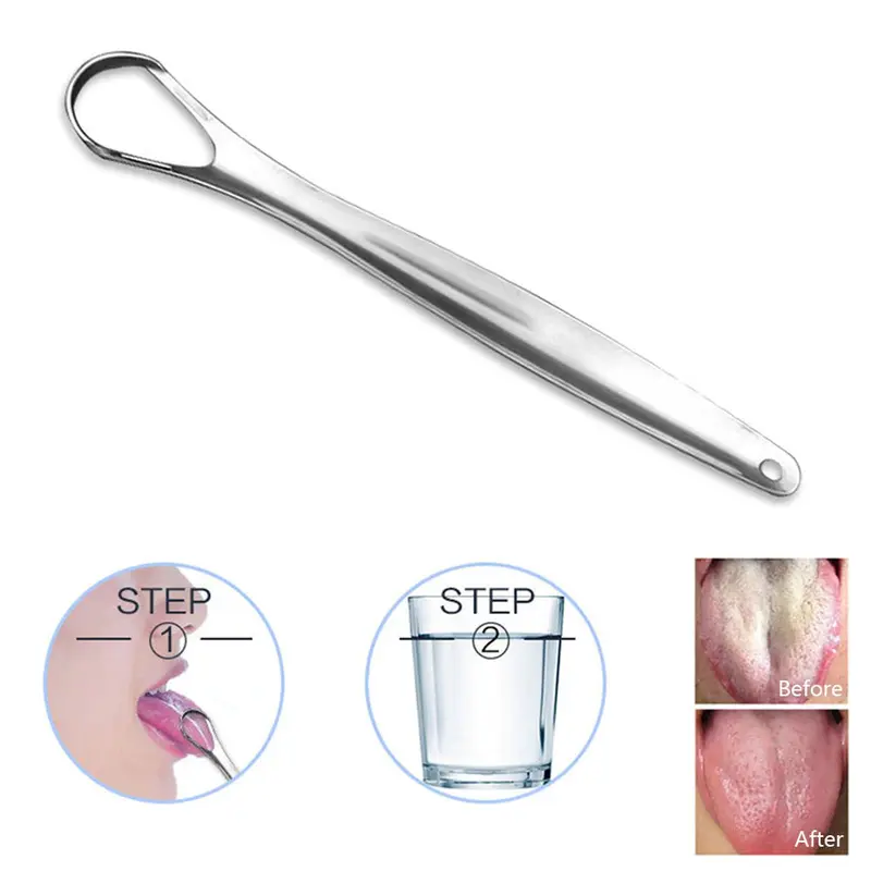 PEMBERSIH LIDAH TONGUE ORAL SCRAPER CLEANER STAINLESS STEEL L013 SILVER 5