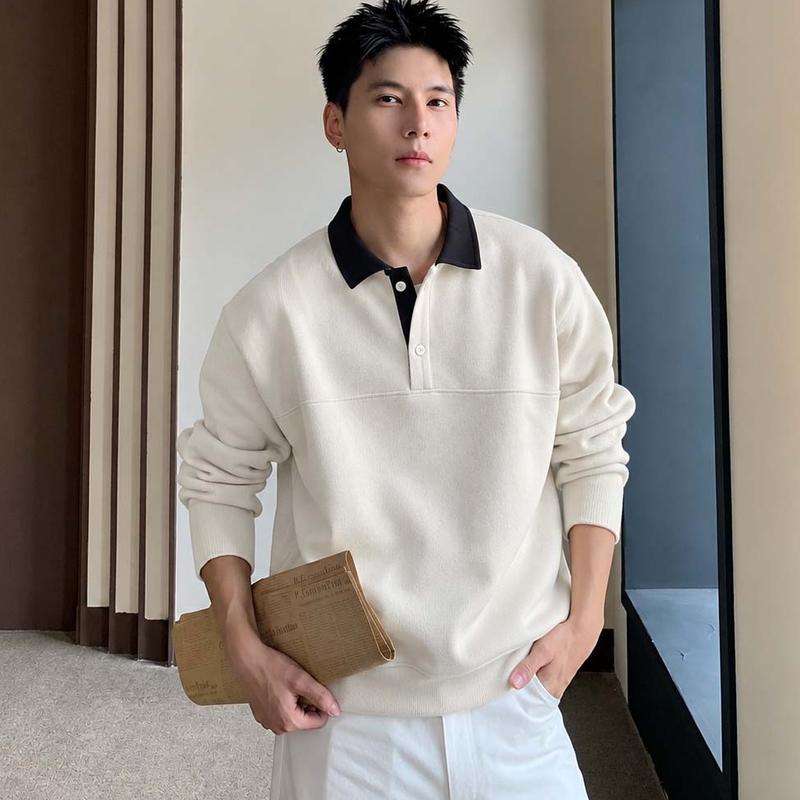 Áo Sweater Nam Nỉ 2 Da Dài Tay Thu Đông Cổ Sơ Mi Cao Cấp Form Rộng Kiểu Hàn Quốc Phù Hợp Mặc Hàng Ngày Đi Chơi Cafe Halley M47
